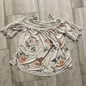 Floral Lace Trim Women's Top